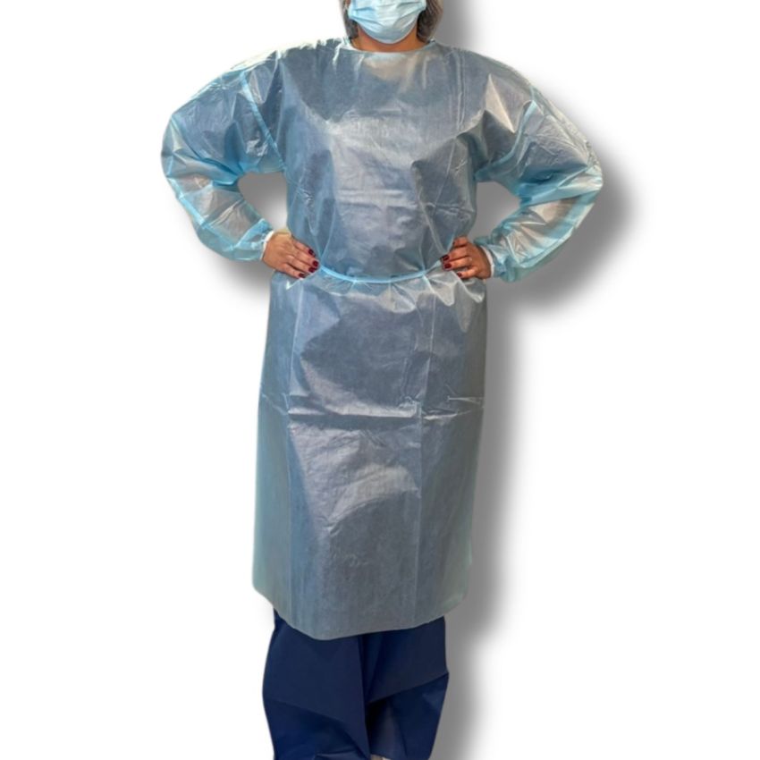 Avental Manga Longa 40gr, impermeável, pacote com 10 unid 