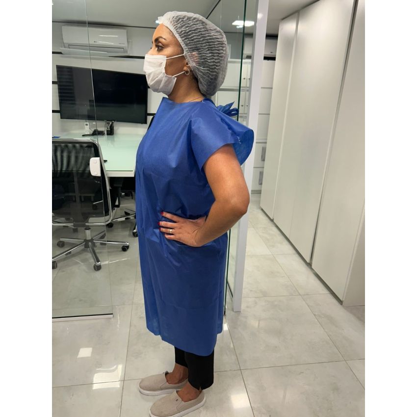 Avental Nao esteril, Sem manga azul marinho, 40G, pacote com 10 unid